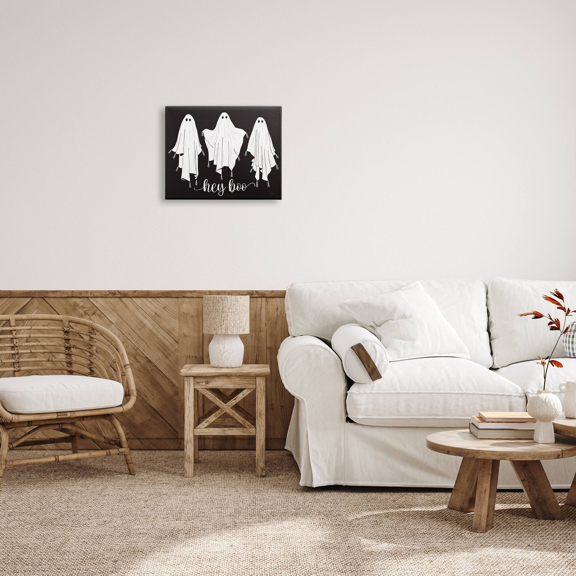 Stupell Industries Hey Boo Three Ghosts Canvas Wall Art